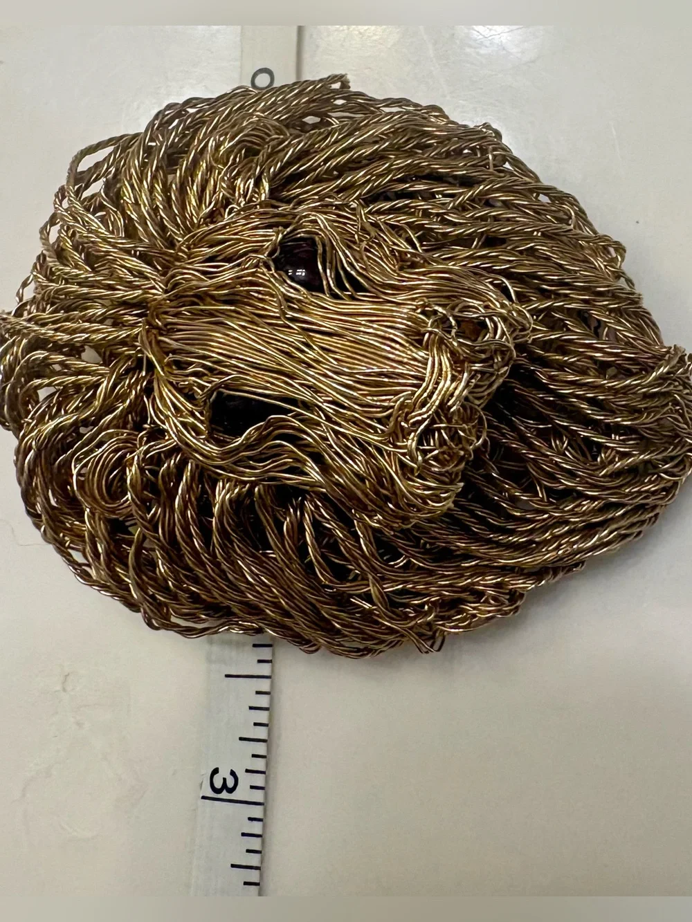 Vintage 10K Yellow Gold Wire Wrapped Lion Brooch Pin Heavy 47.78g Estate Fine